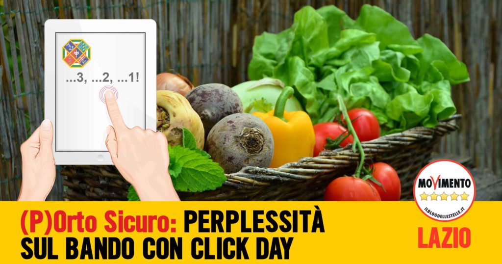 click day mano su tablet e cesto di frutta e verdura