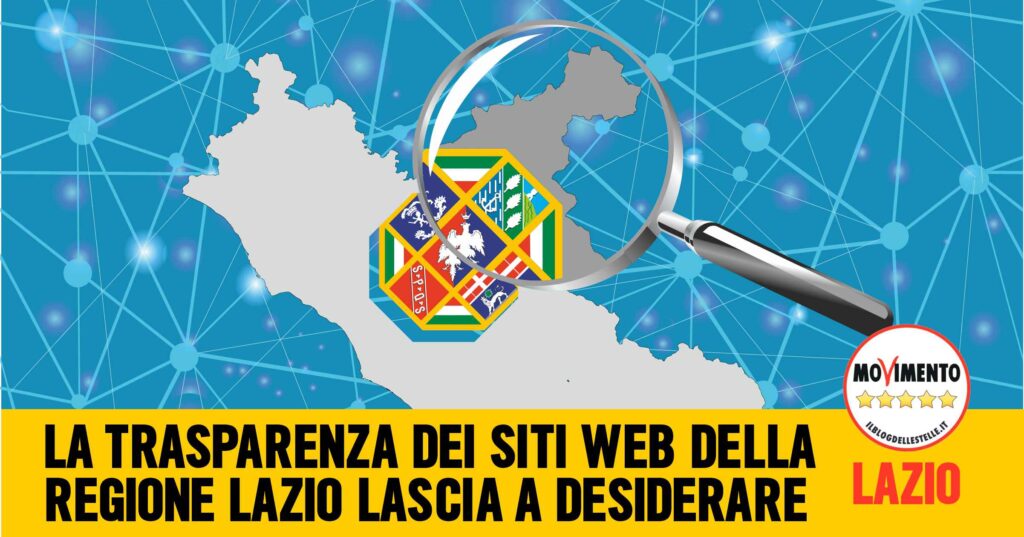 La trasparenza dei siti web della Regione Lazio mappa della regione con lente sul logo